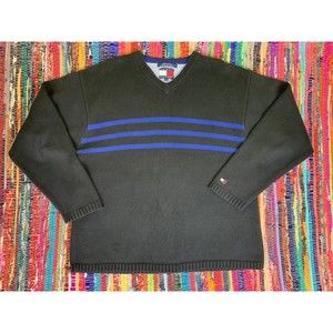 Tommy Hilfiger Men Casual Outdoor Long Sleeve Cotton Sweater Size Large Black